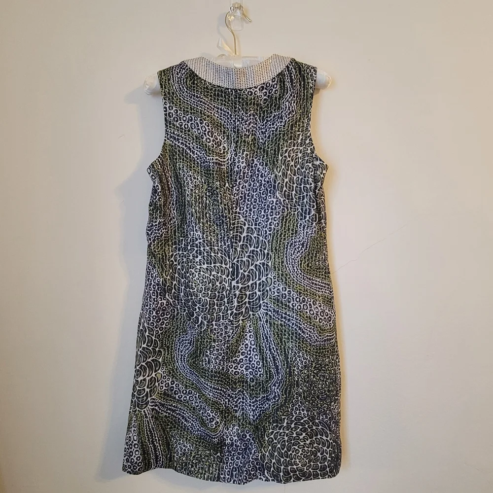 TRINA TURK metallic detail  green blue high quality cotton fully lined dress lux - Picture 7 of 16